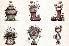 Whimsical Nurse Christmas Clipart Bundle - CraftNest - Digital Crafting and Art