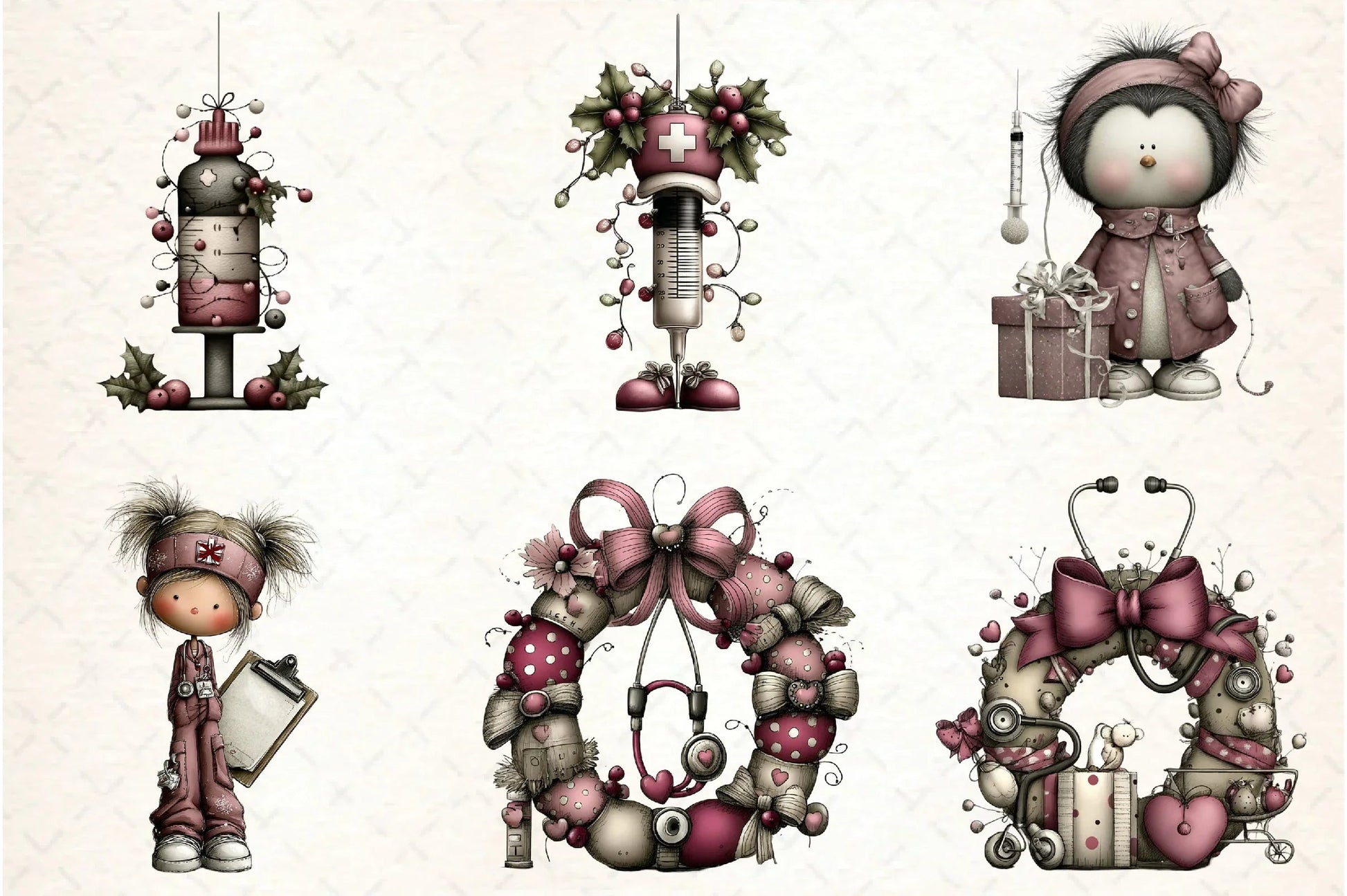 Whimsical Nurse Christmas Clipart Bundle - CraftNest - Digital Crafting and Art