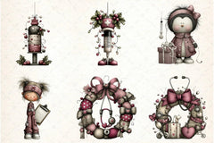 Whimsical Nurse Christmas Clipart Bundle - CraftNest - Digital Crafting and Art