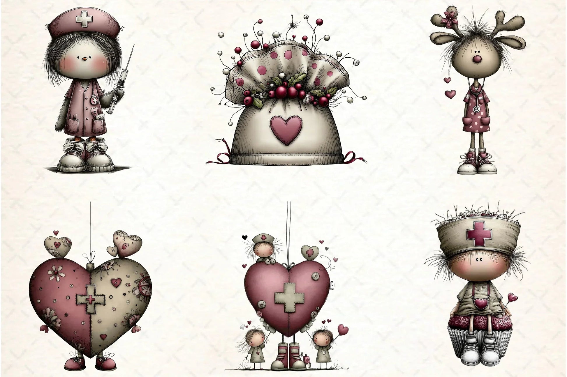 Whimsical Nurse Christmas Clipart Bundle - CraftNest - Digital Crafting and Art