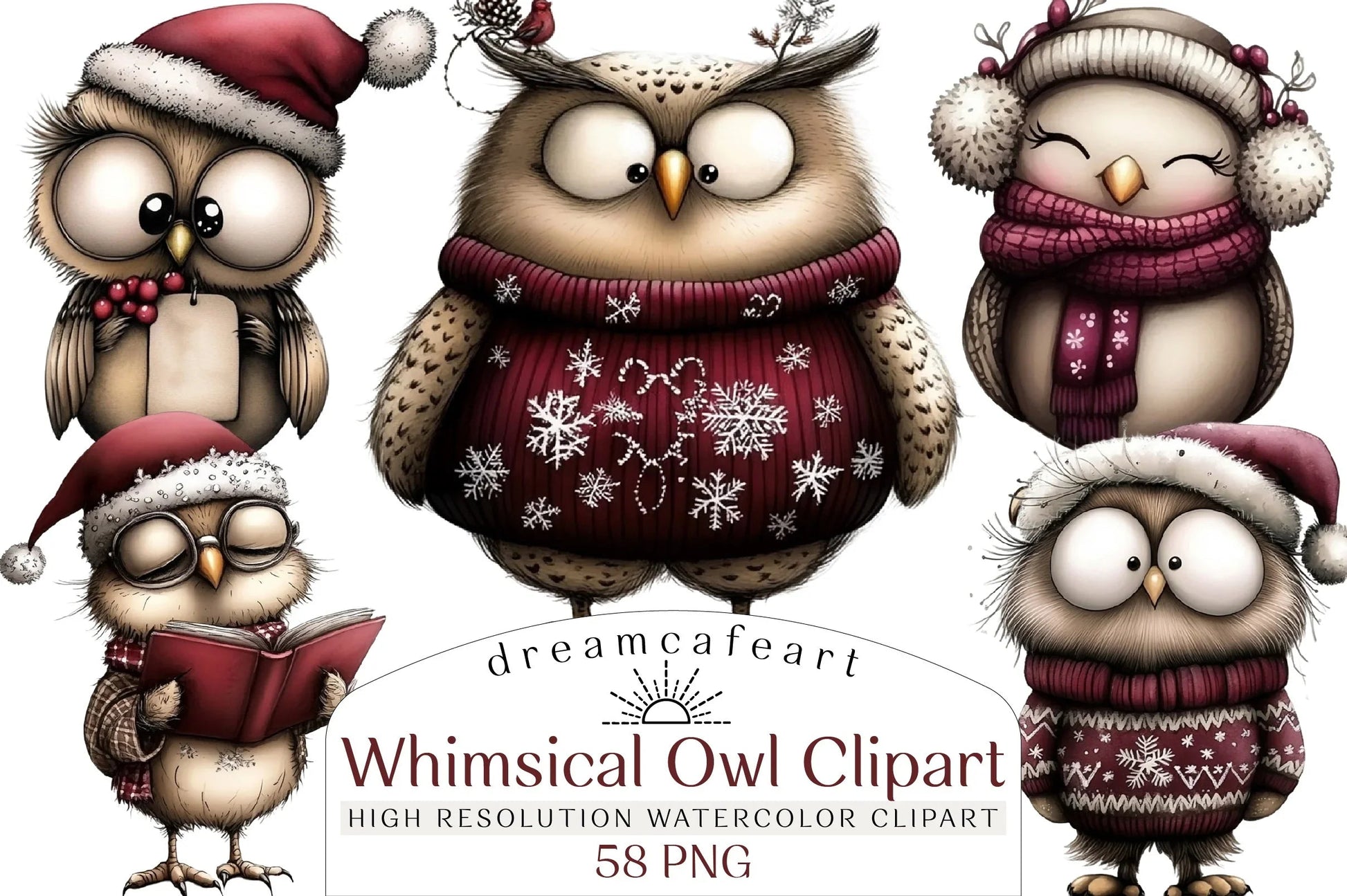 Whimsical Owl Clipart Bundle - CraftNest - Digital Crafting and Art