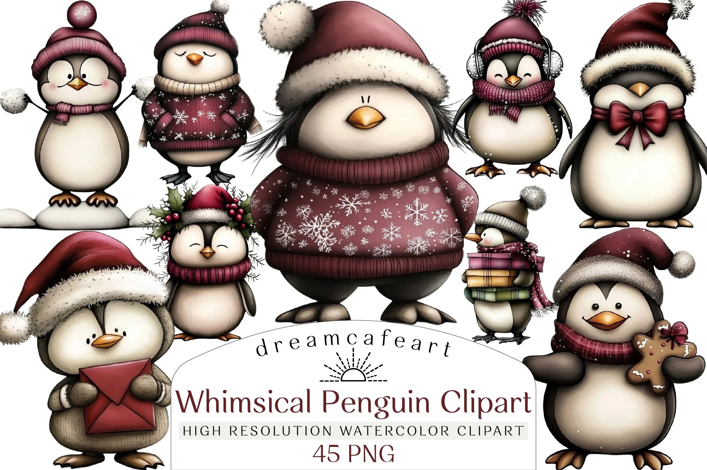 Whimsical Penguin Clipart Bundle - CraftNest - Digital Crafting and Art