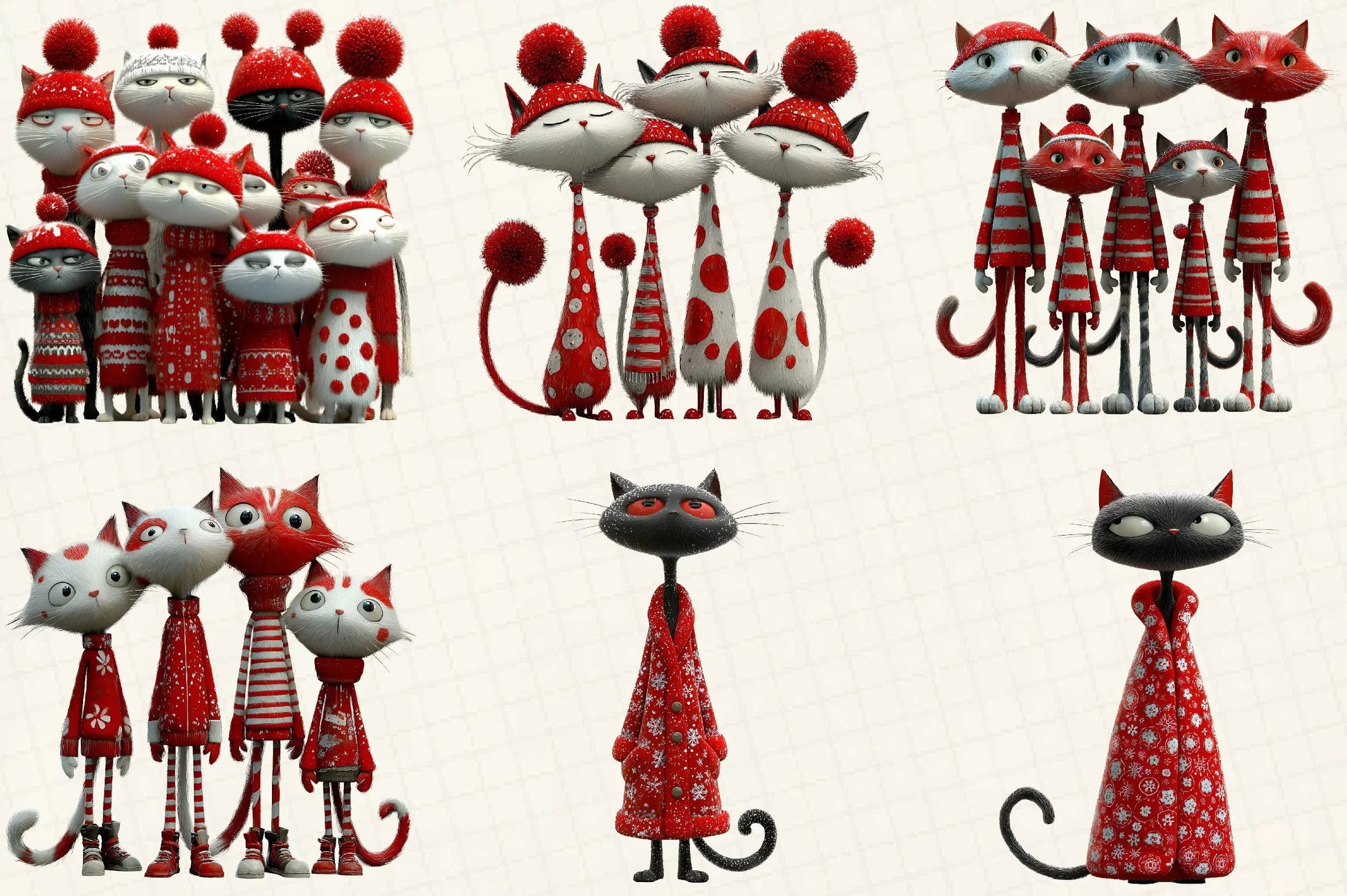 Whimsical Quirky Christmas Cats Clipart Bundle - CraftNest - Digital Crafting and Art