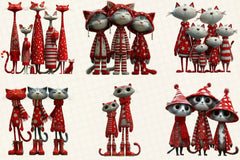 Whimsical Quirky Christmas Cats Clipart Bundle - CraftNest - Digital Crafting and Art