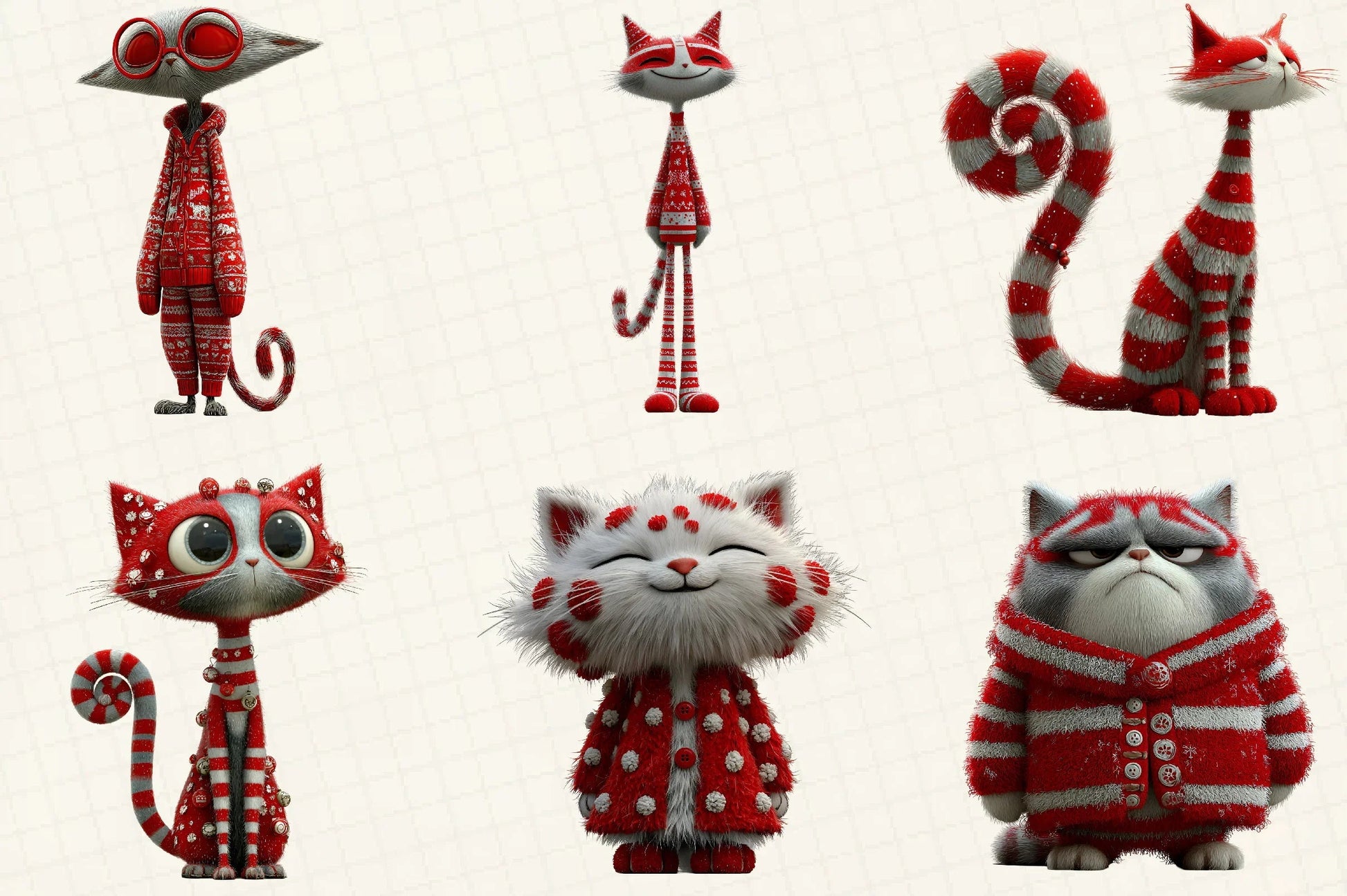 Whimsical Quirky Christmas Cats Clipart Bundle - CraftNest - Digital Crafting and Art