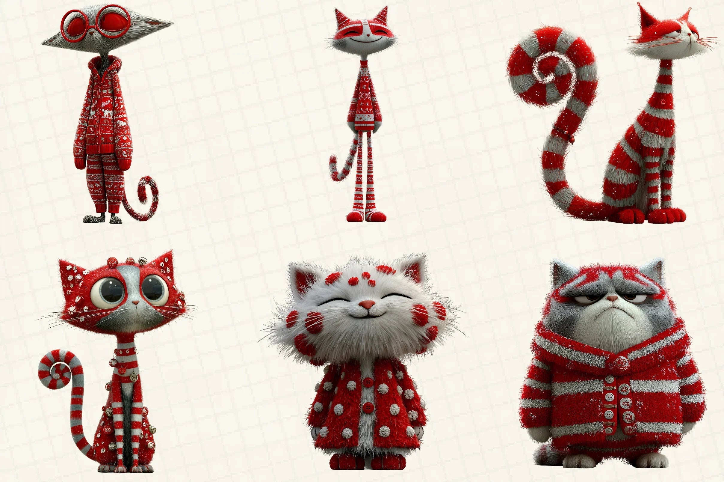 Whimsical Quirky Christmas Cats Clipart Bundle - CraftNest - Digital Crafting and Art