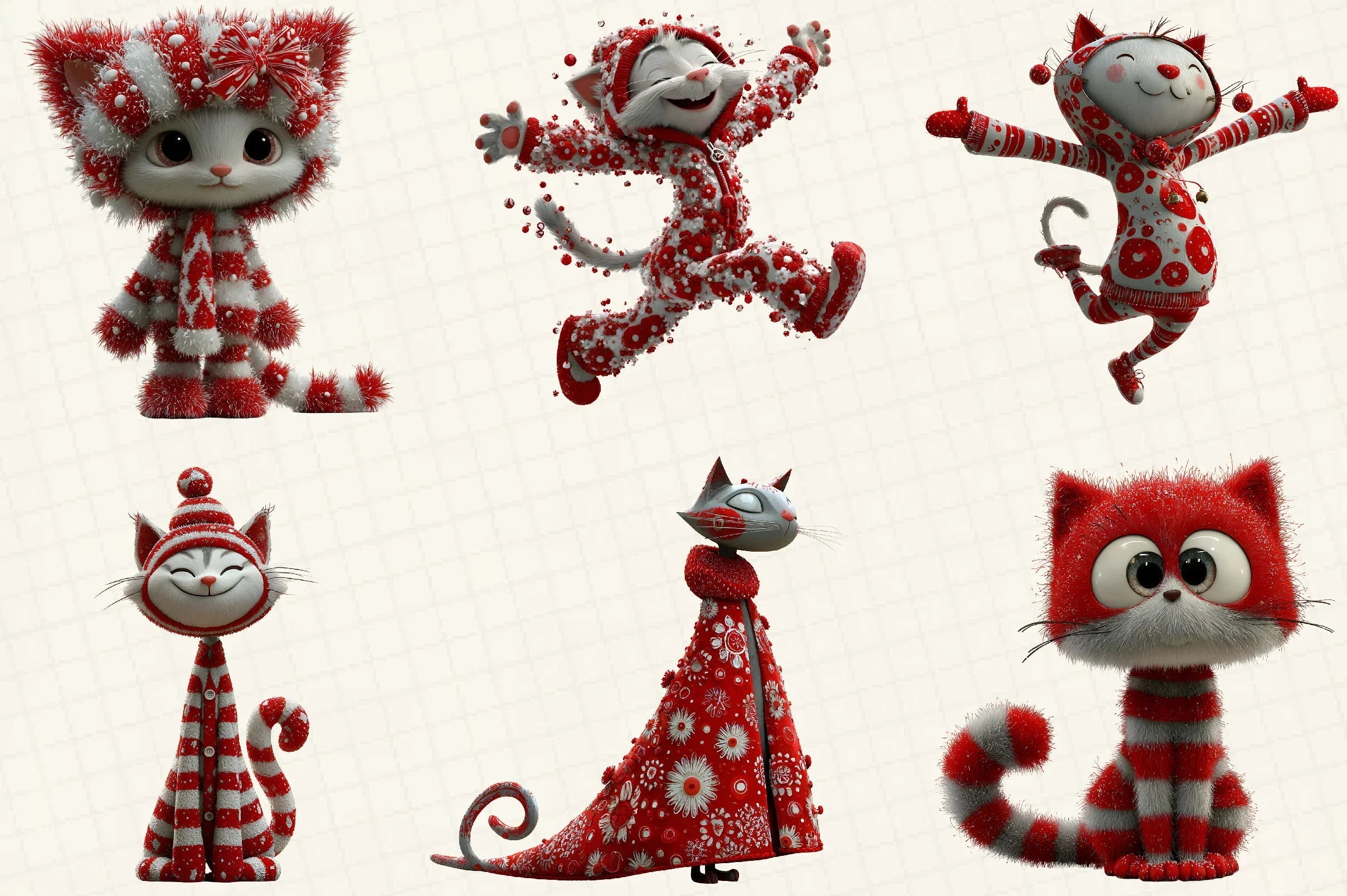 Whimsical Quirky Christmas Cats Clipart Bundle - CraftNest - Digital Crafting and Art