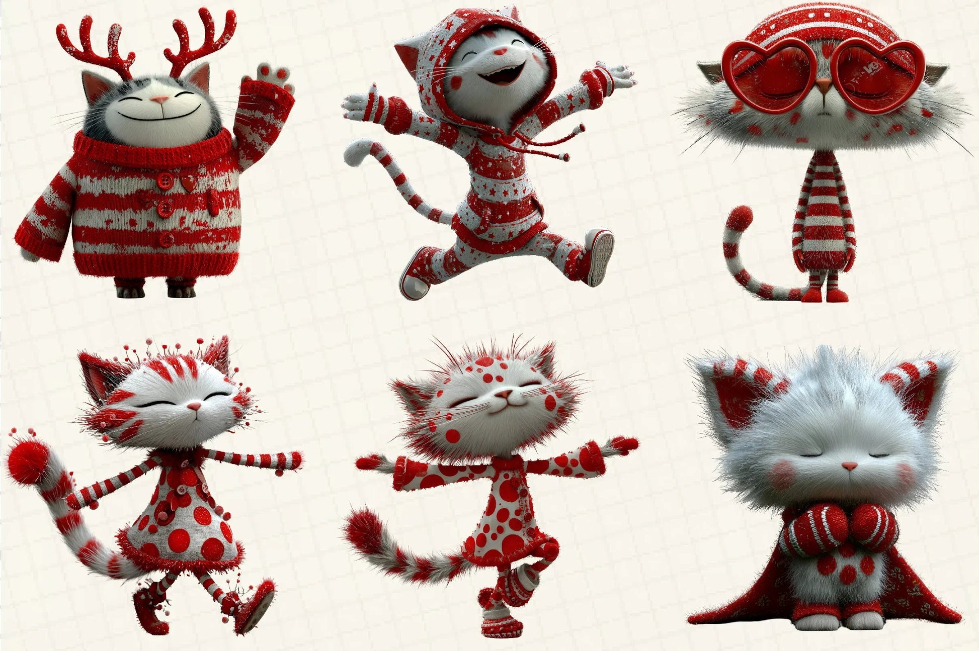 Whimsical Quirky Christmas Cats Clipart Bundle - CraftNest - Digital Crafting and Art