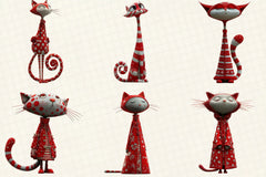 Whimsical Quirky Christmas Cats Clipart Bundle - CraftNest - Digital Crafting and Art
