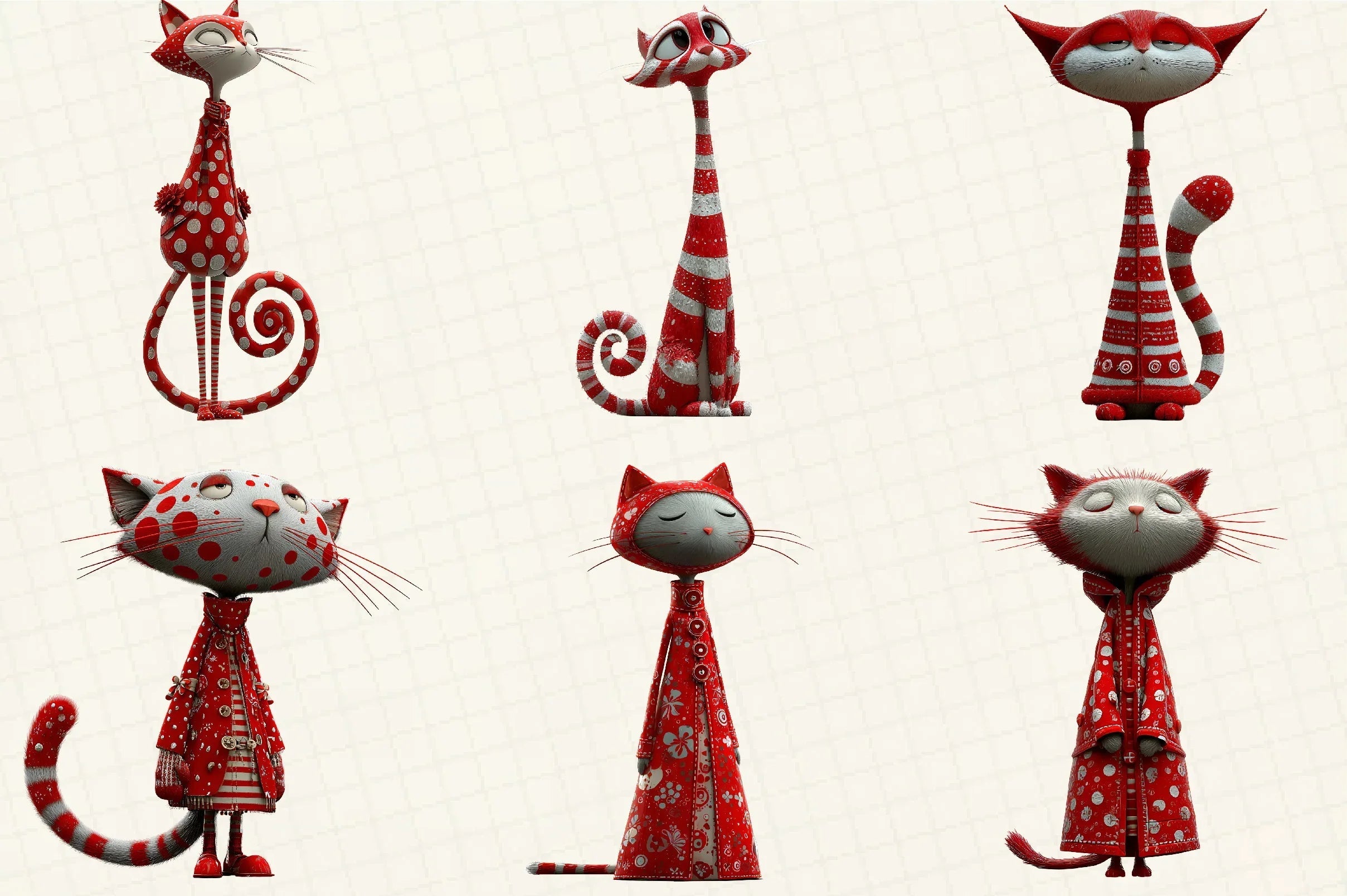 Whimsical Quirky Christmas Cats Clipart Bundle - CraftNest - Digital Crafting and Art