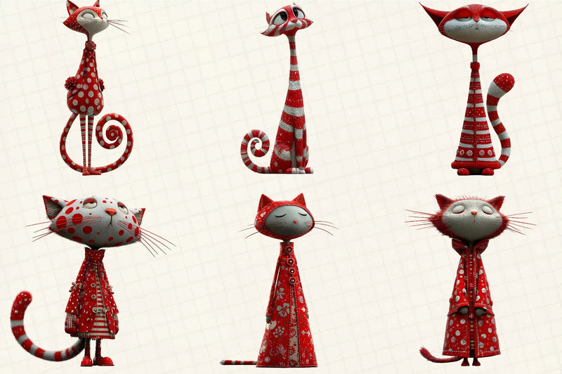 Whimsical Quirky Christmas Cats Clipart Bundle - CraftNest - Digital Crafting and Art