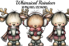 Whimsical Reindeer Clipart Bundle - CraftNest - Digital Crafting and Art