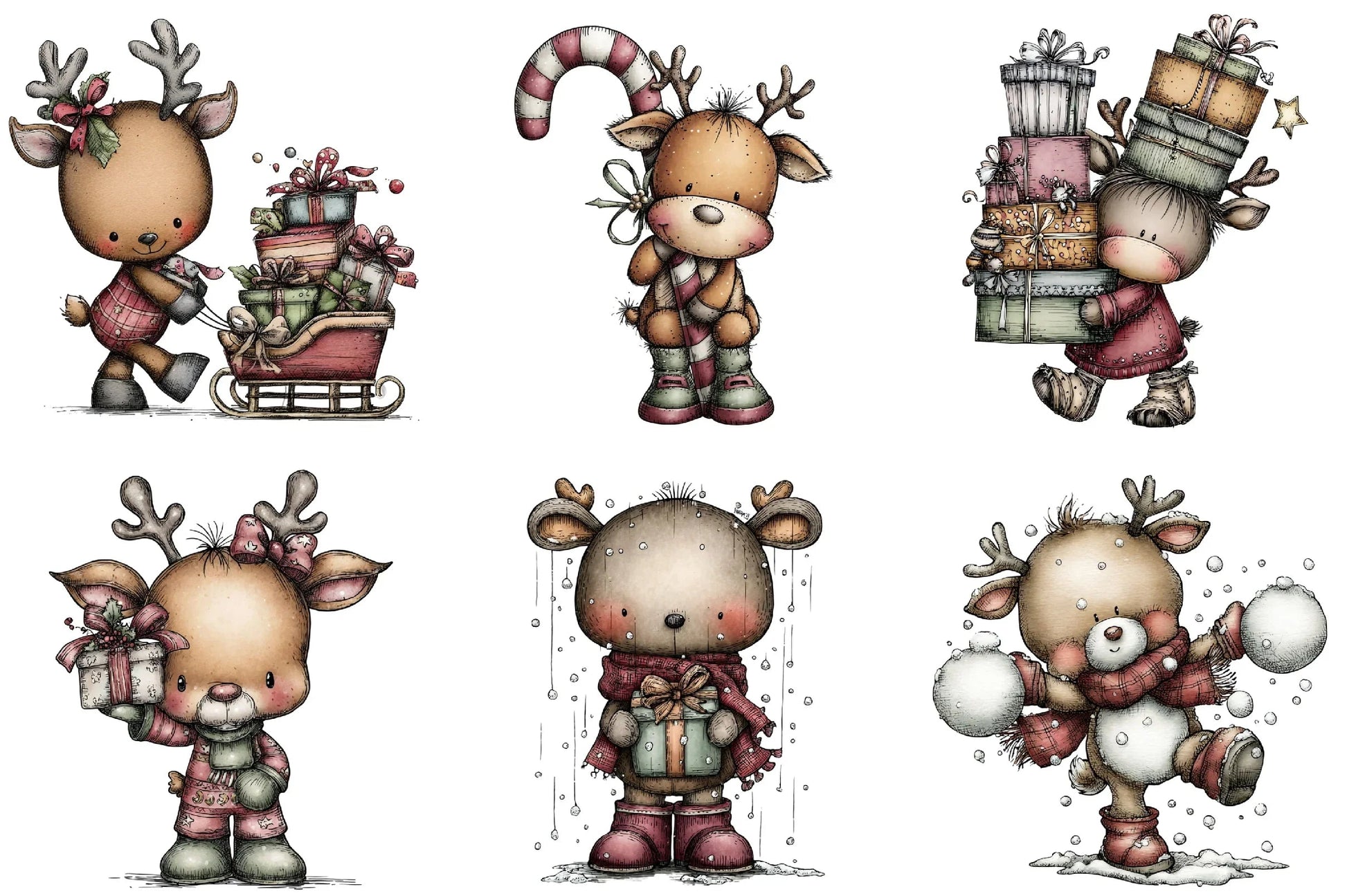 Whimsical Reindeer Clipart Bundle - CraftNest - Digital Crafting and Art