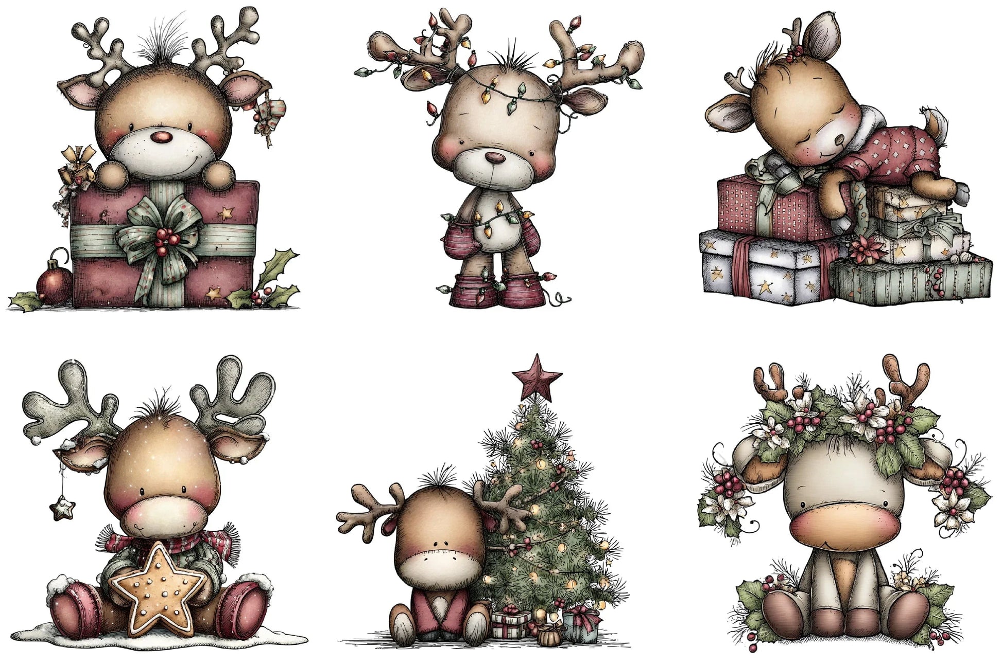 Whimsical Reindeer Clipart Bundle - CraftNest - Digital Crafting and Art