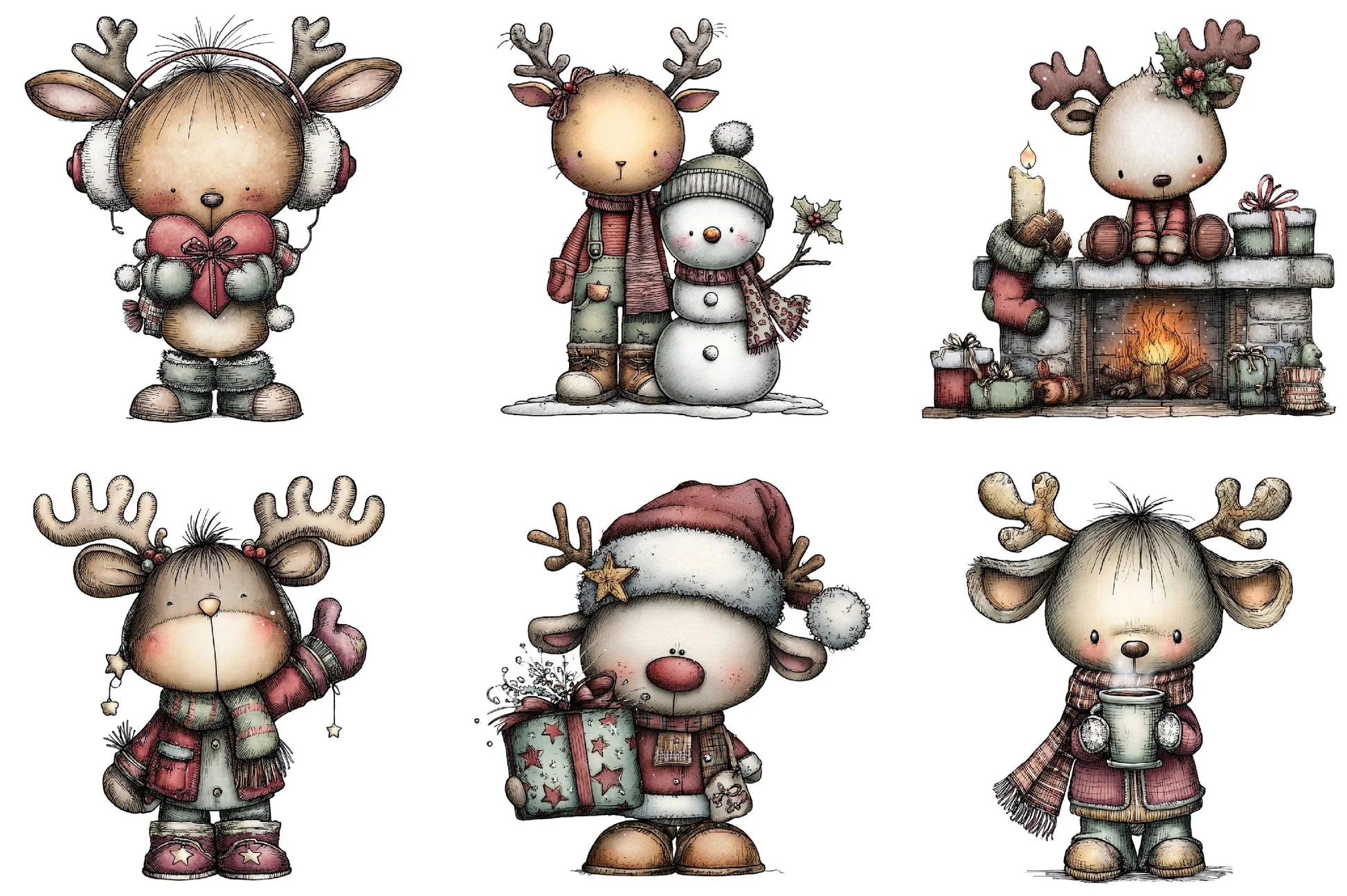 Whimsical Reindeer Clipart Bundle - CraftNest - Digital Crafting and Art