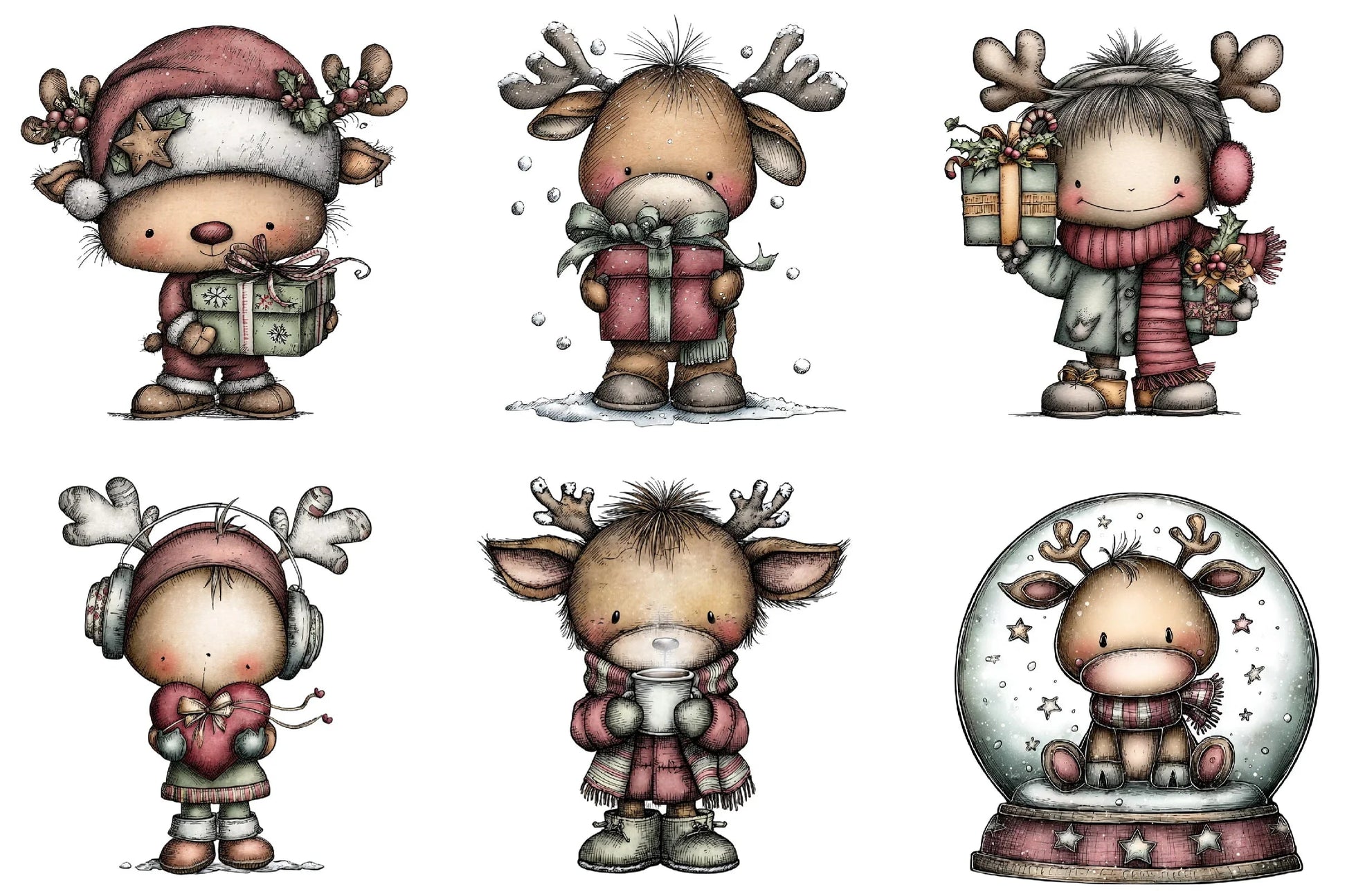 Whimsical Reindeer Clipart Bundle - CraftNest - Digital Crafting and Art