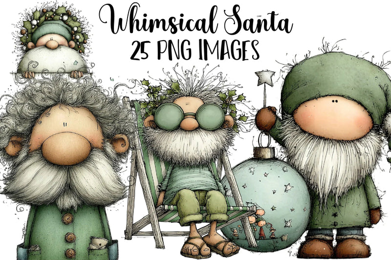 Whimsical Santa Clipart Bundle - CraftNest - Digital Crafting and Art