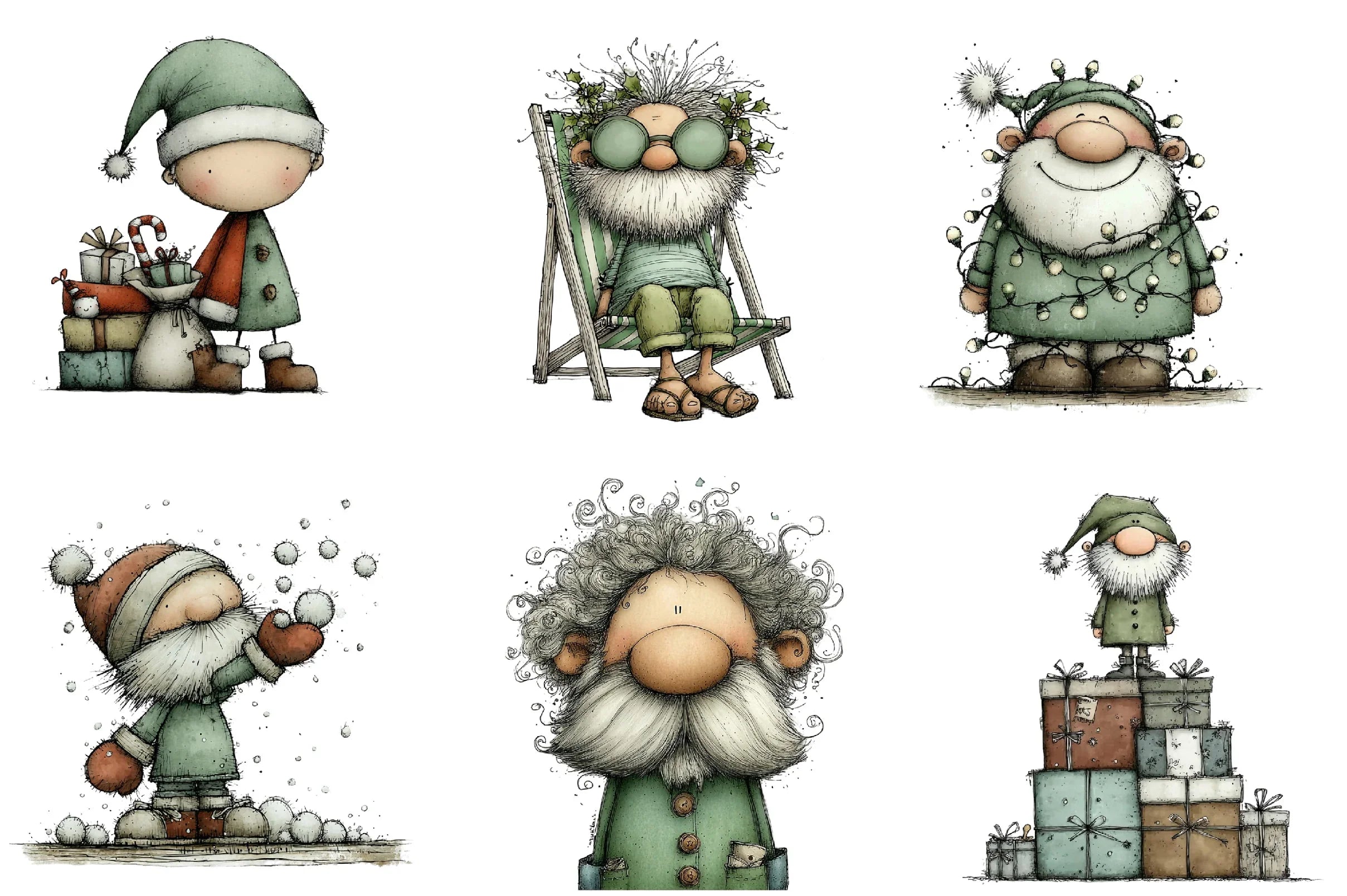 Whimsical Santa Clipart Bundle - CraftNest - Digital Crafting and Art