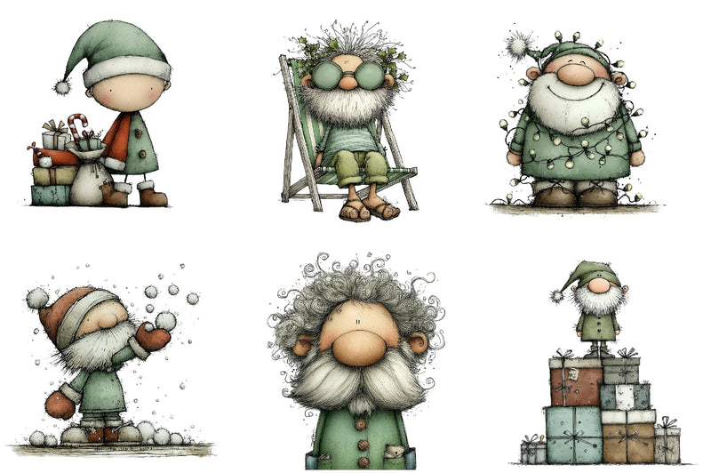Whimsical Santa Clipart Bundle - CraftNest - Digital Crafting and Art