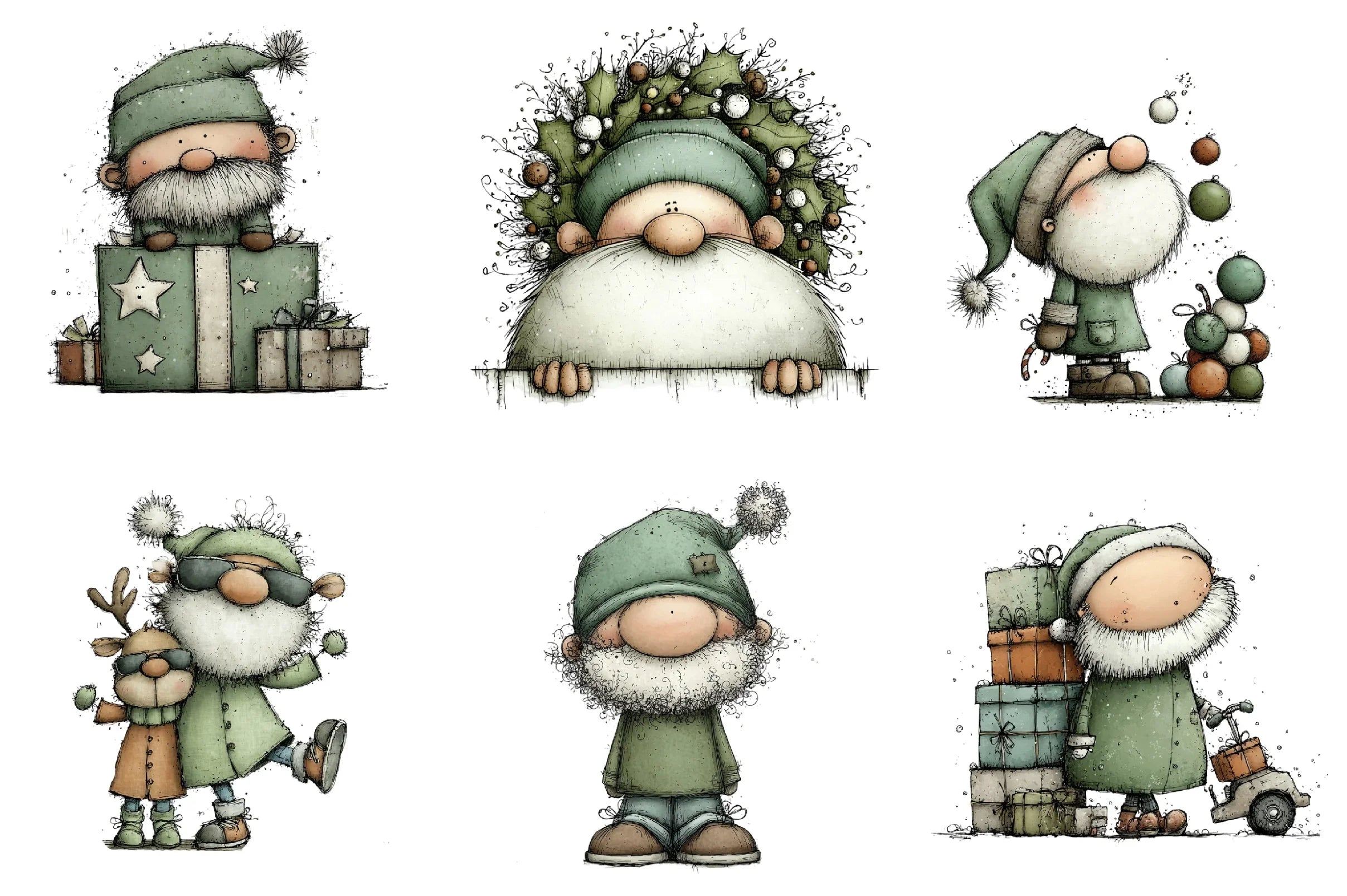 Whimsical Santa Clipart Bundle - CraftNest - Digital Crafting and Art