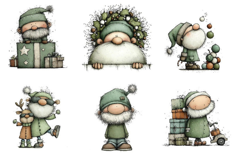 Whimsical Santa Clipart Bundle - CraftNest - Digital Crafting and Art