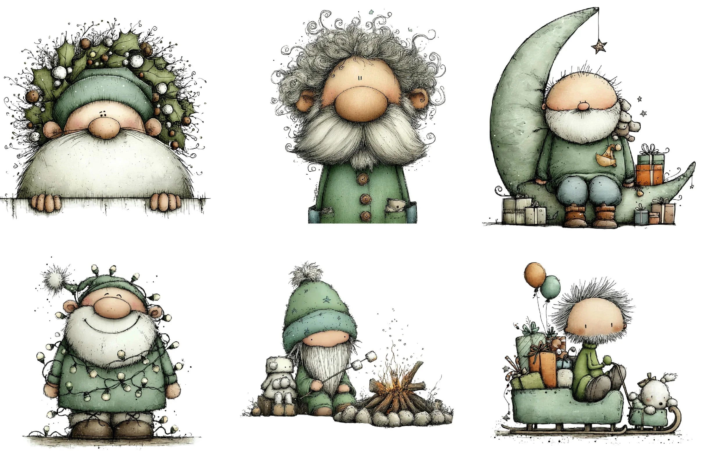 Whimsical Santa Clipart Bundle - CraftNest - Digital Crafting and Art