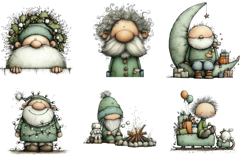 Whimsical Santa Clipart Bundle - CraftNest - Digital Crafting and Art