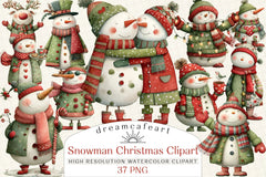 Whimsical Snowman Christmas Clipart Bundle - CraftNest - Digital Crafting and Art