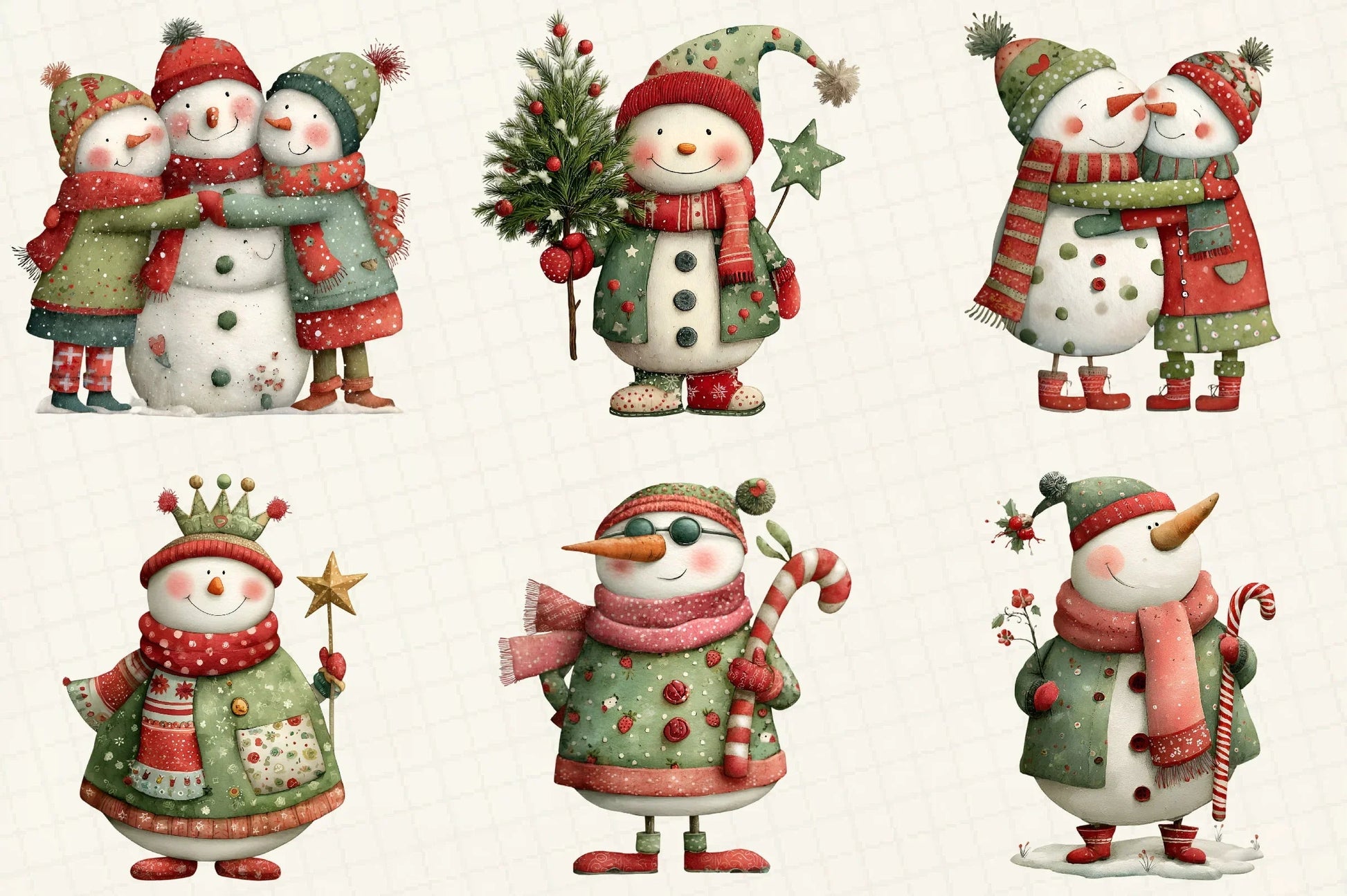 Whimsical Snowman Christmas Clipart Bundle - CraftNest - Digital Crafting and Art
