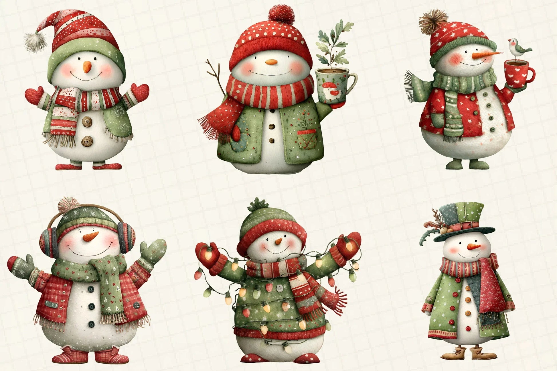 Whimsical Snowman Christmas Clipart Bundle - CraftNest - Digital Crafting and Art