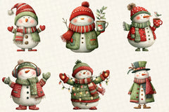 Whimsical Snowman Christmas Clipart Bundle - CraftNest - Digital Crafting and Art