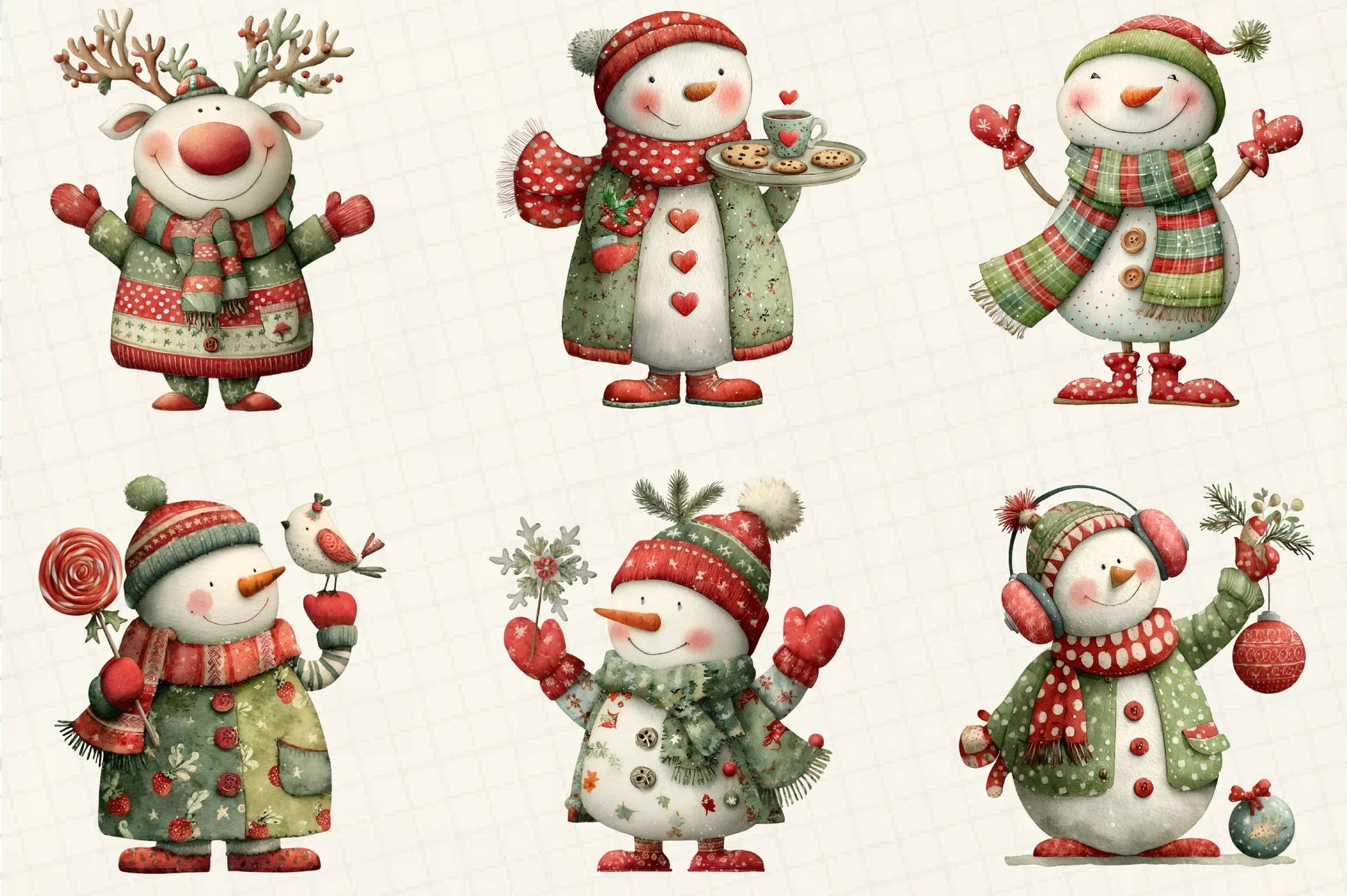 Whimsical Snowman Christmas Clipart Bundle - CraftNest - Digital Crafting and Art