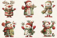 Whimsical Snowman Christmas Clipart Bundle - CraftNest - Digital Crafting and Art