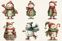 Whimsical Snowman Christmas Clipart Bundle - CraftNest - Digital Crafting and Art