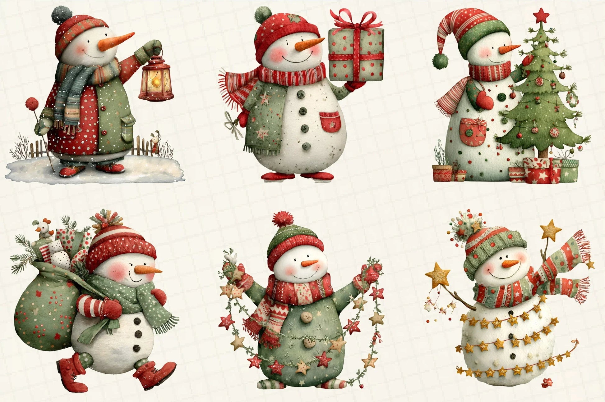 Whimsical Snowman Christmas Clipart Bundle - CraftNest - Digital Crafting and Art