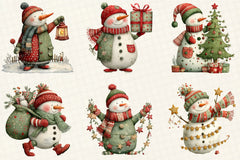 Whimsical Snowman Christmas Clipart Bundle - CraftNest - Digital Crafting and Art