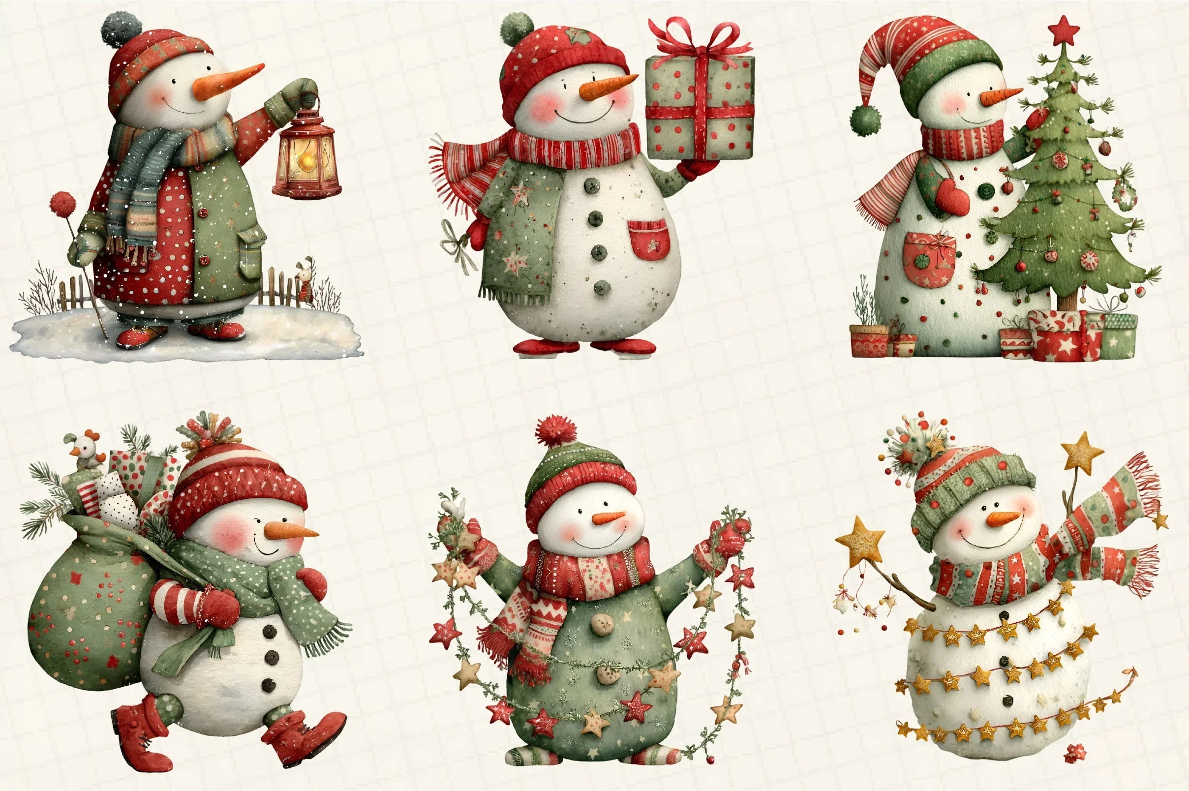 Whimsical Snowman Christmas Clipart Bundle - CraftNest - Digital Crafting and Art