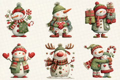 Whimsical Snowman Christmas Clipart Bundle - CraftNest - Digital Crafting and Art
