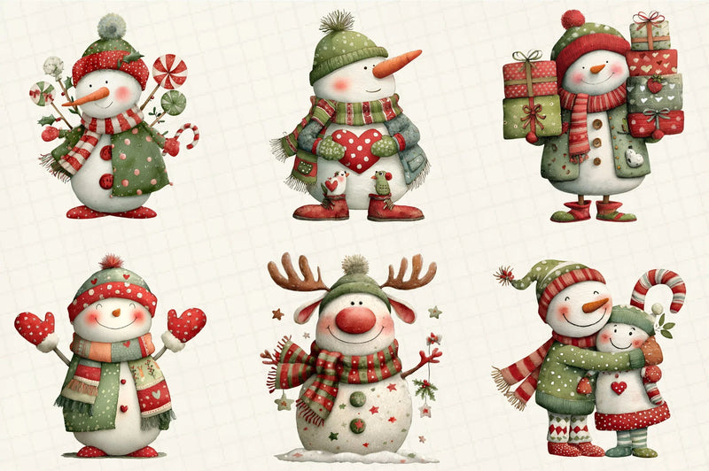 Whimsical Snowman Christmas Clipart Bundle - CraftNest - Digital Crafting and Art