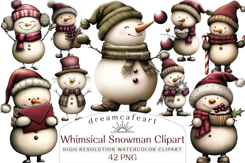 Whimsical Snowman Clipart Bundle - CraftNest - Digital Crafting and Art