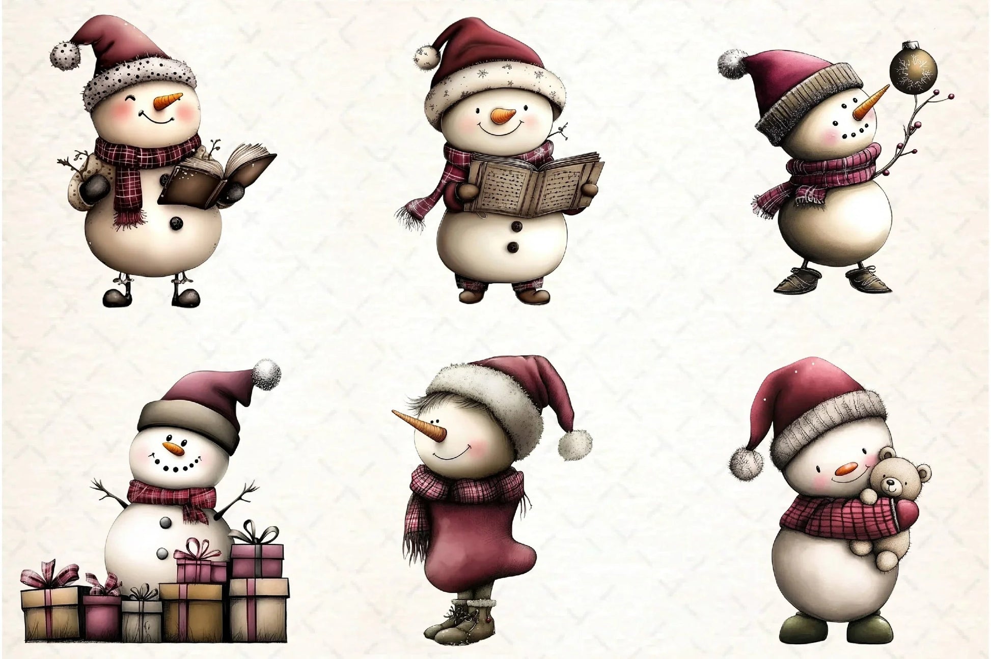 Whimsical Snowman Clipart Bundle - CraftNest - Digital Crafting and Art