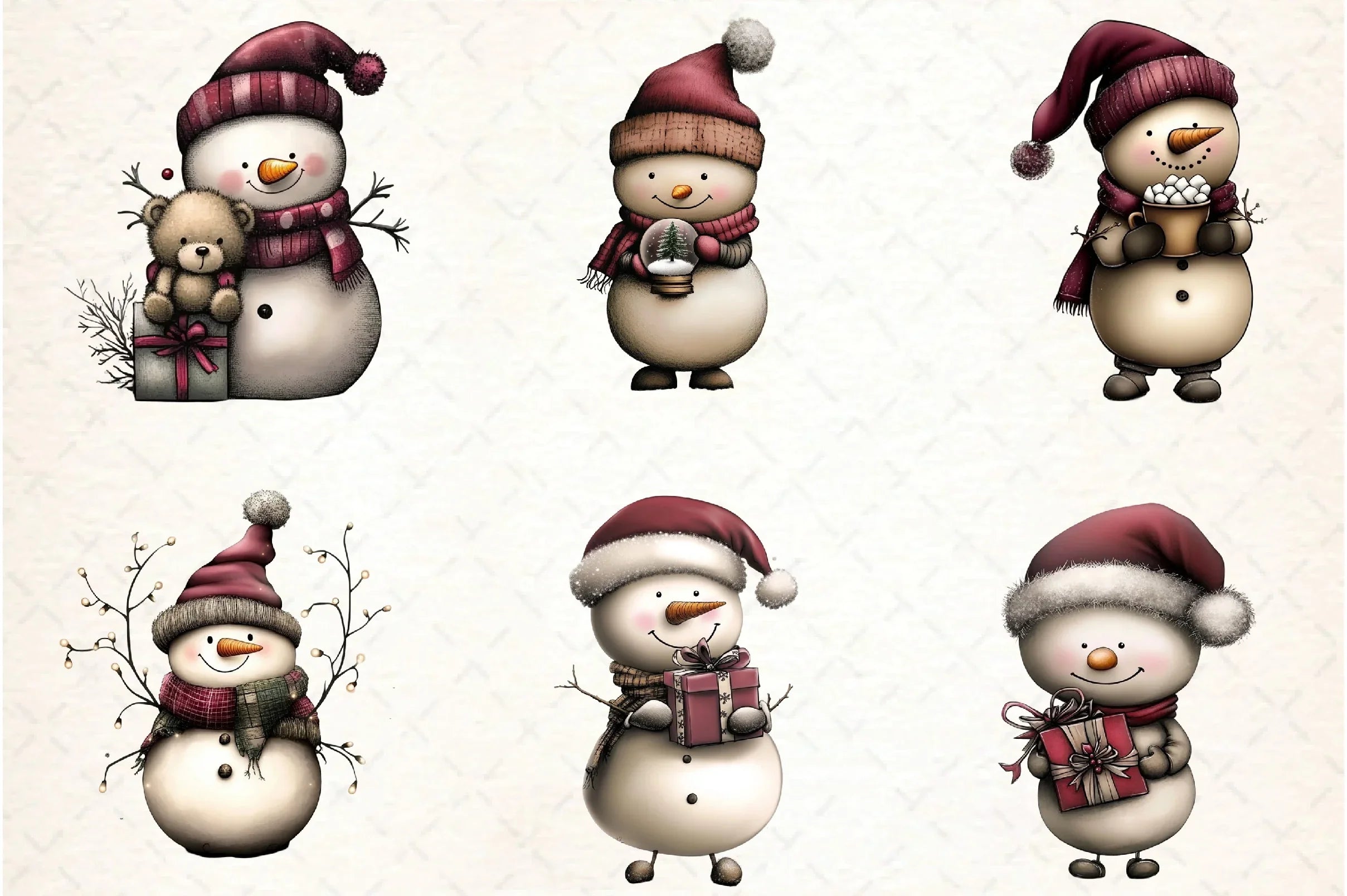Whimsical Snowman Clipart Bundle - CraftNest - Digital Crafting and Art