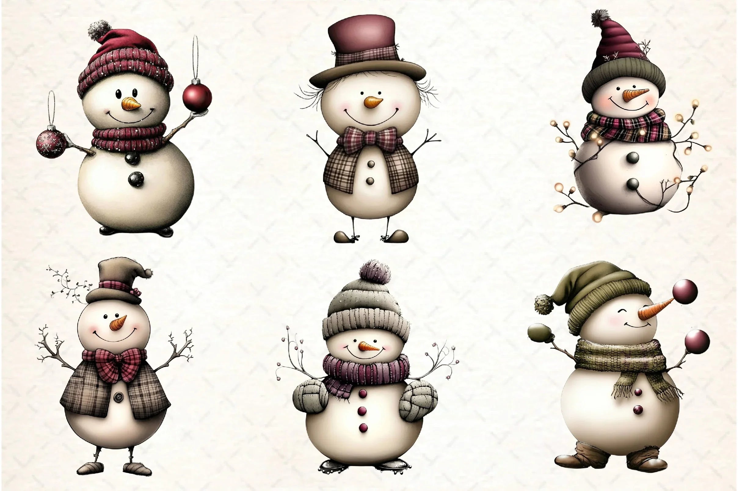 Whimsical Snowman Clipart Bundle - CraftNest - Digital Crafting and Art