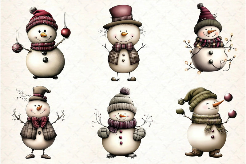 Whimsical Snowman Clipart Bundle - CraftNest - Digital Crafting and Art
