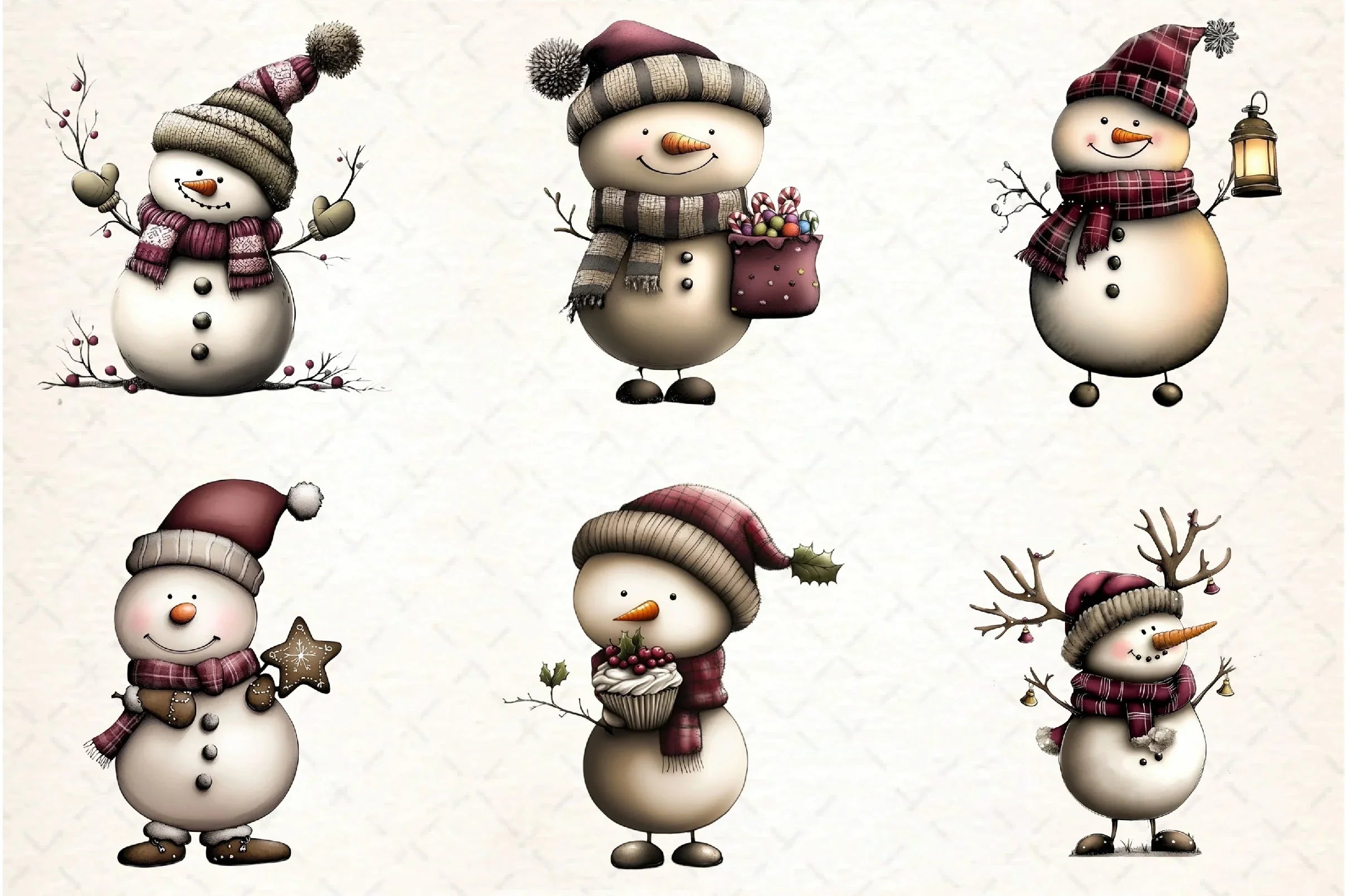 Whimsical Snowman Clipart Bundle - CraftNest - Digital Crafting and Art
