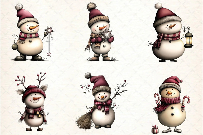 Whimsical Snowman Clipart Bundle - CraftNest - Digital Crafting and Art