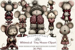 Whimsical Tiny Mouse Clipart Bundle - CraftNest - Digital Crafting and Art