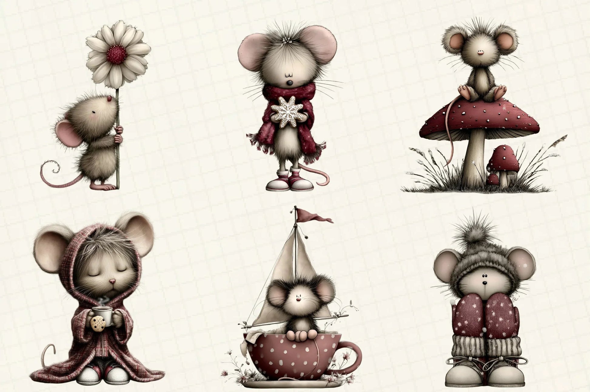 Whimsical Tiny Mouse Clipart Bundle - CraftNest - Digital Crafting and Art