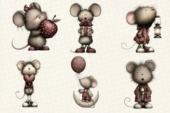Whimsical Tiny Mouse Clipart Bundle - CraftNest - Digital Crafting and Art