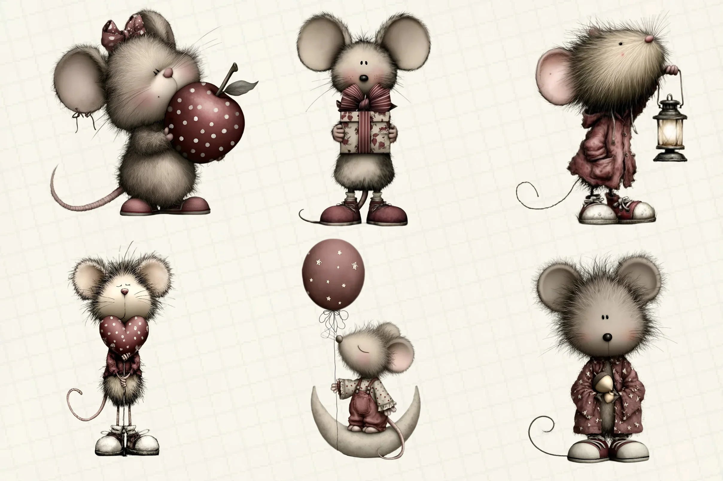 Whimsical Tiny Mouse Clipart Bundle - CraftNest - Digital Crafting and Art